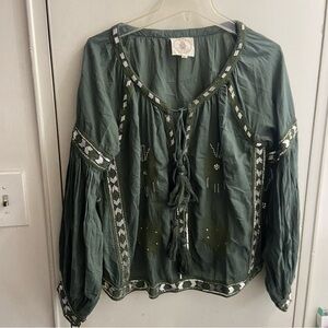 Muche & Muchette Chic Olive Embroidered Blouse